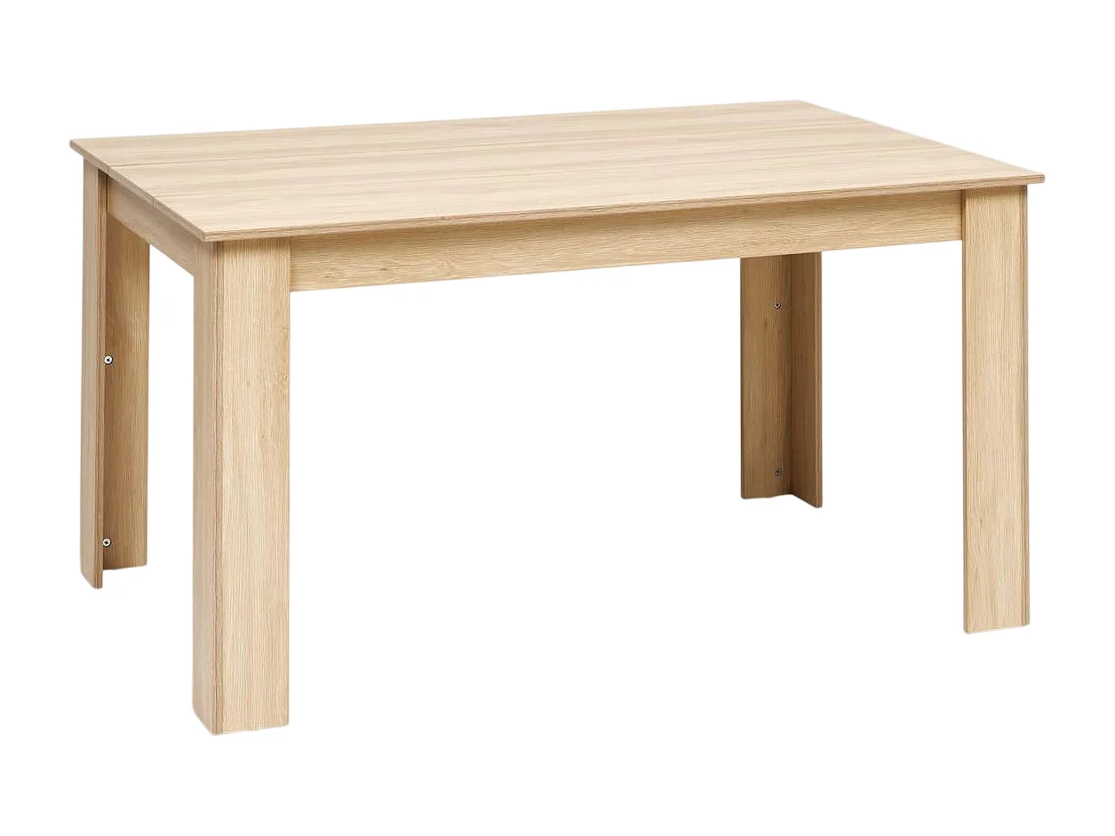 Table à manger 6 places coloris effet bois naturel - Longueur 140 x Profondeur 90 x Hauteur 75,5 cm