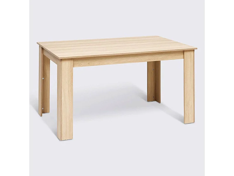 Table à manger 6 places coloris effet bois naturel - Longueur 140 x Profondeur 90 x Hauteur 75,5 cm