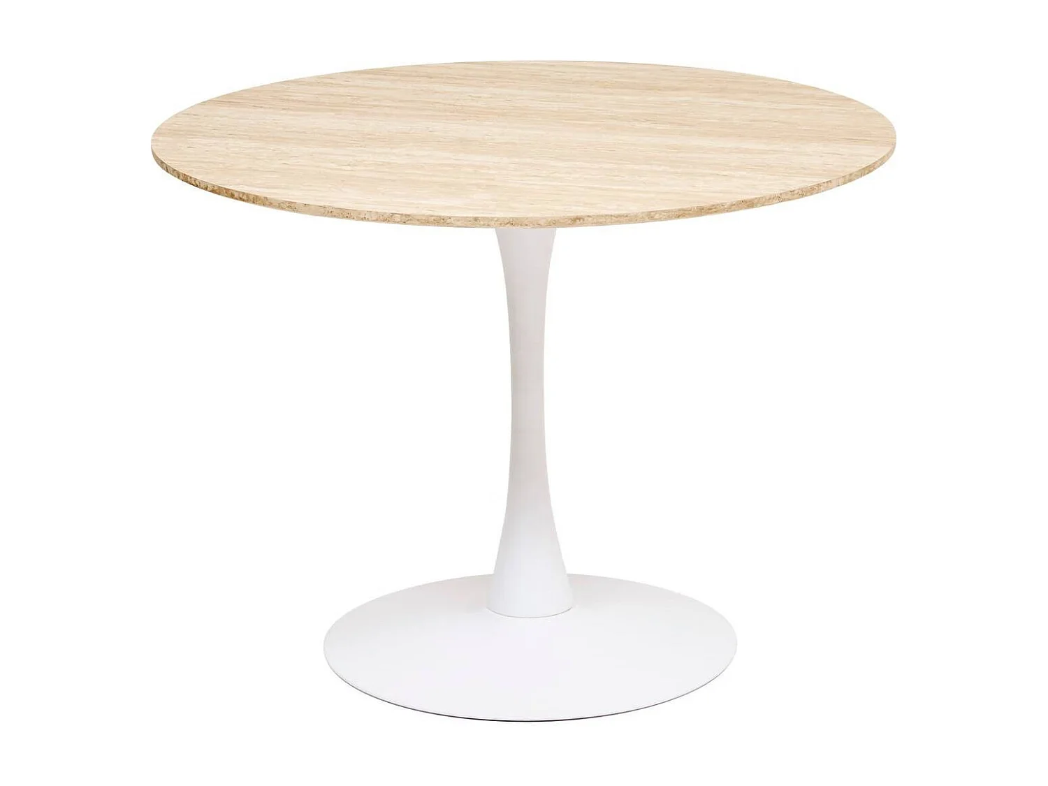 Table à manger ronde avec pieds en acier Blanc - Diamètre 102 x Hauteur 76 cm