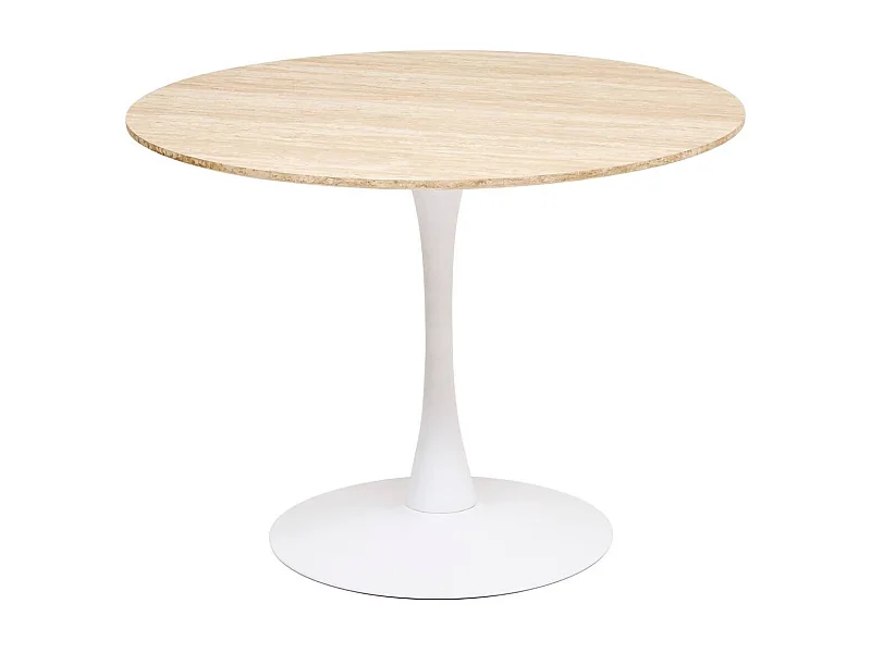 Table à manger ronde avec pieds en acier Blanc - Diamètre 102 x Hauteur 76 cm