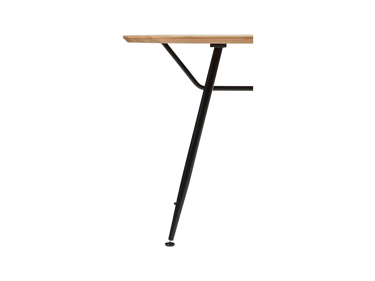 Table à manger ovale avec pieds en métal noir - Longueur 160 x largeur 90 x Hauteur 75 cm