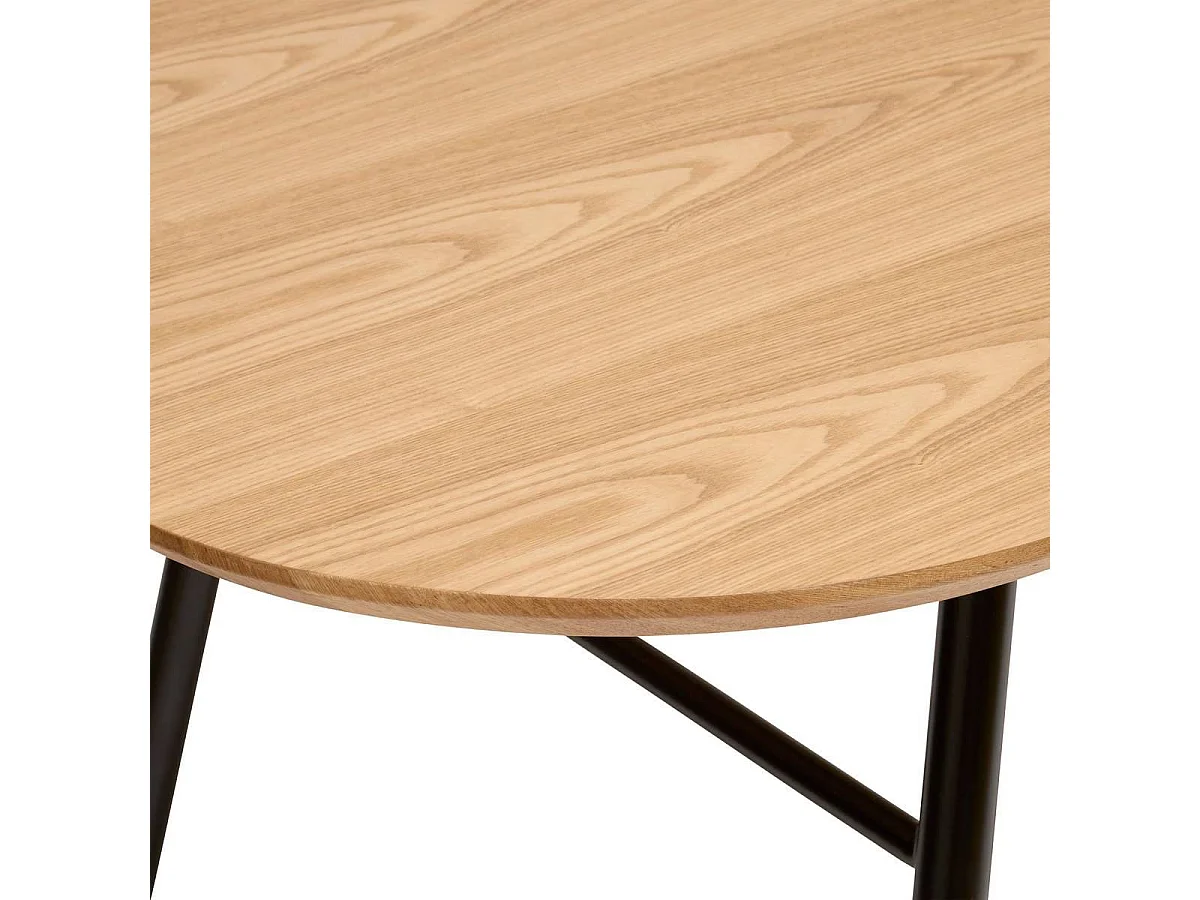 Table à manger ovale avec pieds en métal noir - Longueur 160 x largeur 90 x Hauteur 75 cm