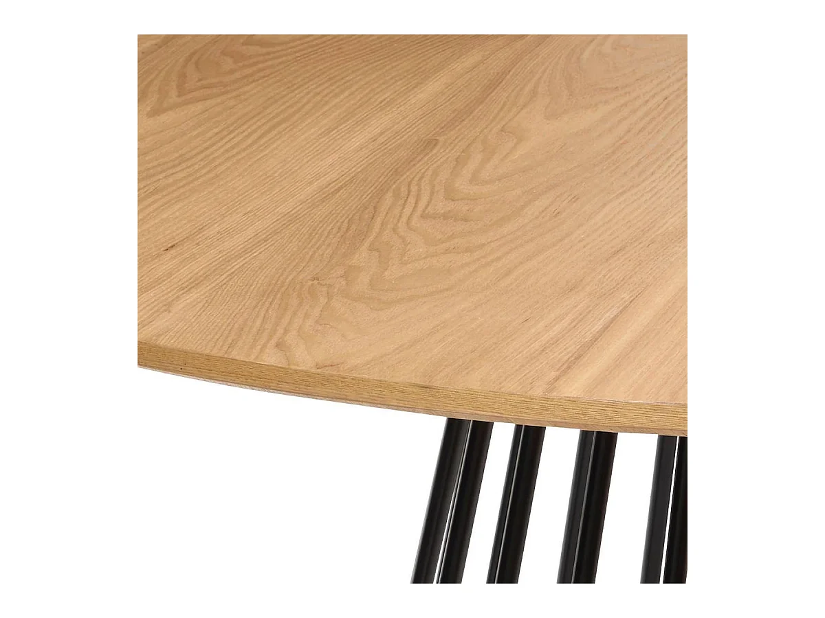 Table à manger ronde avec pieds en métal noir - Diamètre 120 x Hauteur 75 cm