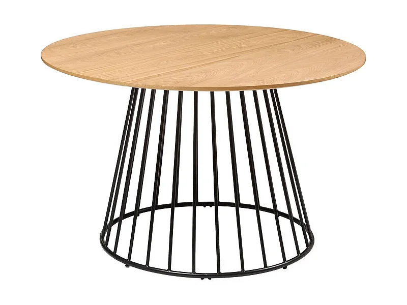 Table à manger ronde avec pieds en métal noir - Diamètre 120 x Hauteur 75 cm