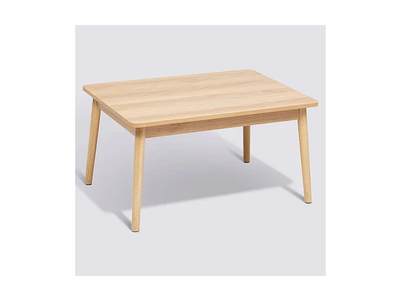 Table basse rectangulaire coloris effet bois naturel - Longueur 78 x largeur 58 x Hauteur 42 cm