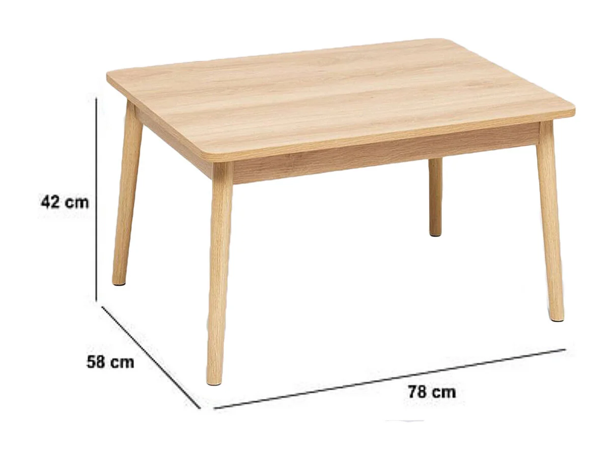 Table basse rectangulaire coloris effet bois naturel - Longueur 78 x largeur 58 x Hauteur 42 cm