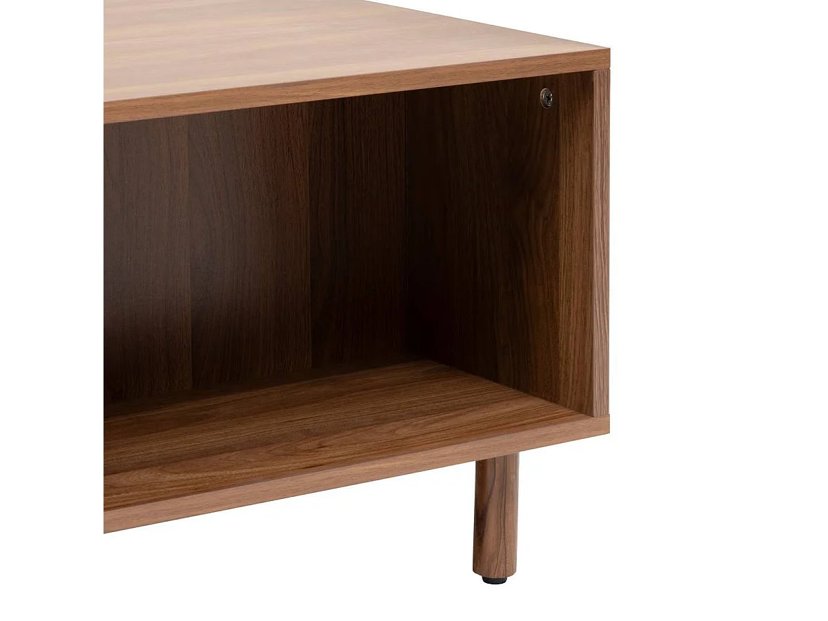 Table basse avec 2 niches rangement et portes coulissantes - Longueur 108 x Profondeur 60 x Hauteur 42 cm