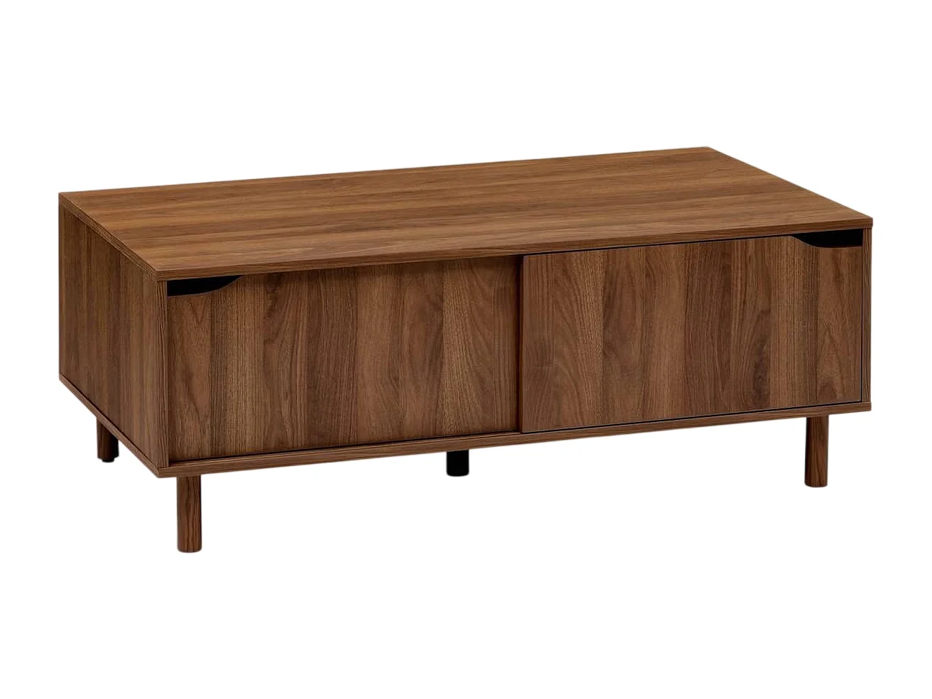 Table basse avec 2 niches rangement et portes coulissantes - Longueur 108 x Profondeur 60 x Hauteur 42 cm