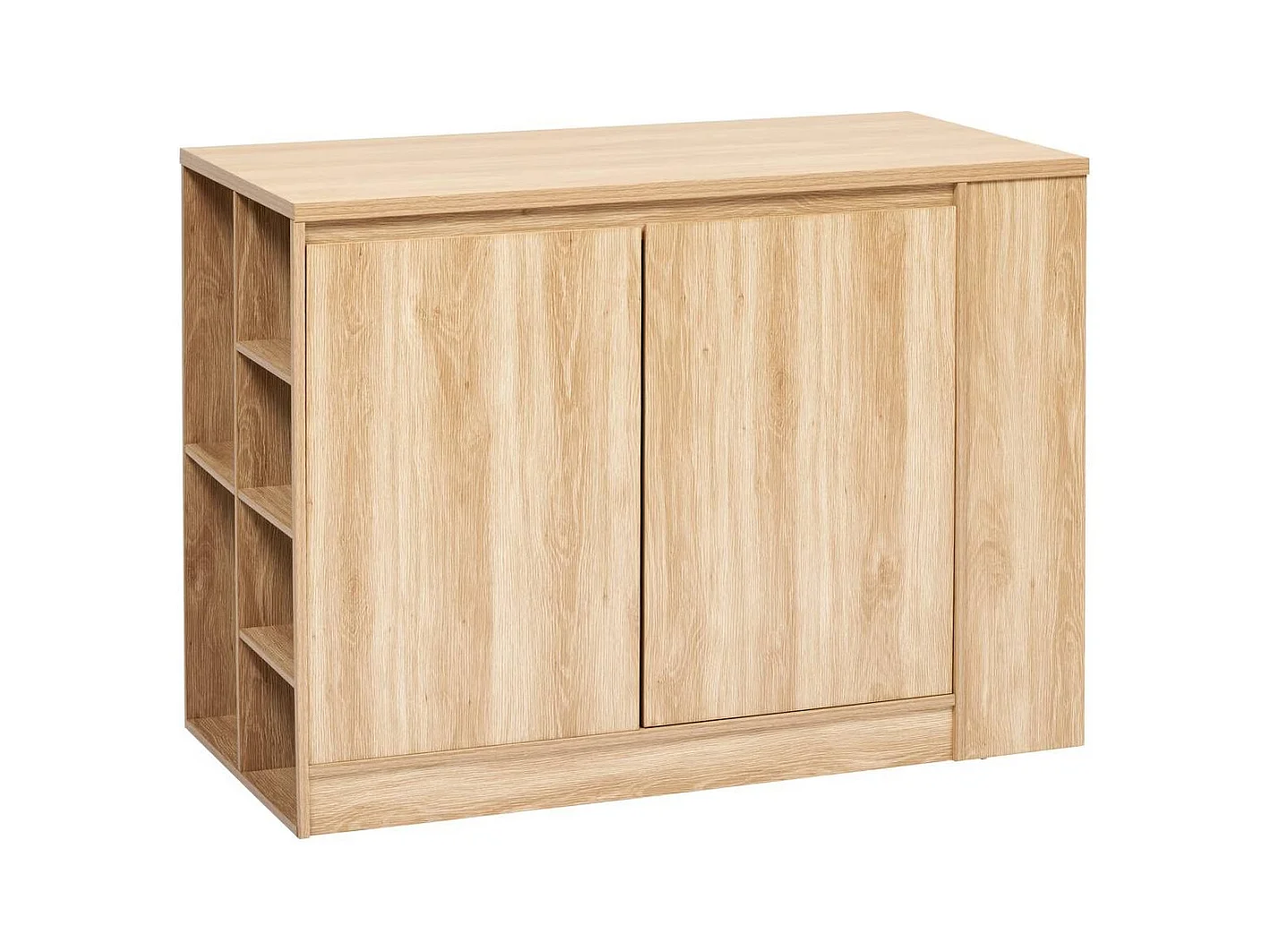 Ilot de cuisine central meuble de rangement 2 portes et 6 niches - Longueur 120 x largeur 60 x Hauteur 90 cm