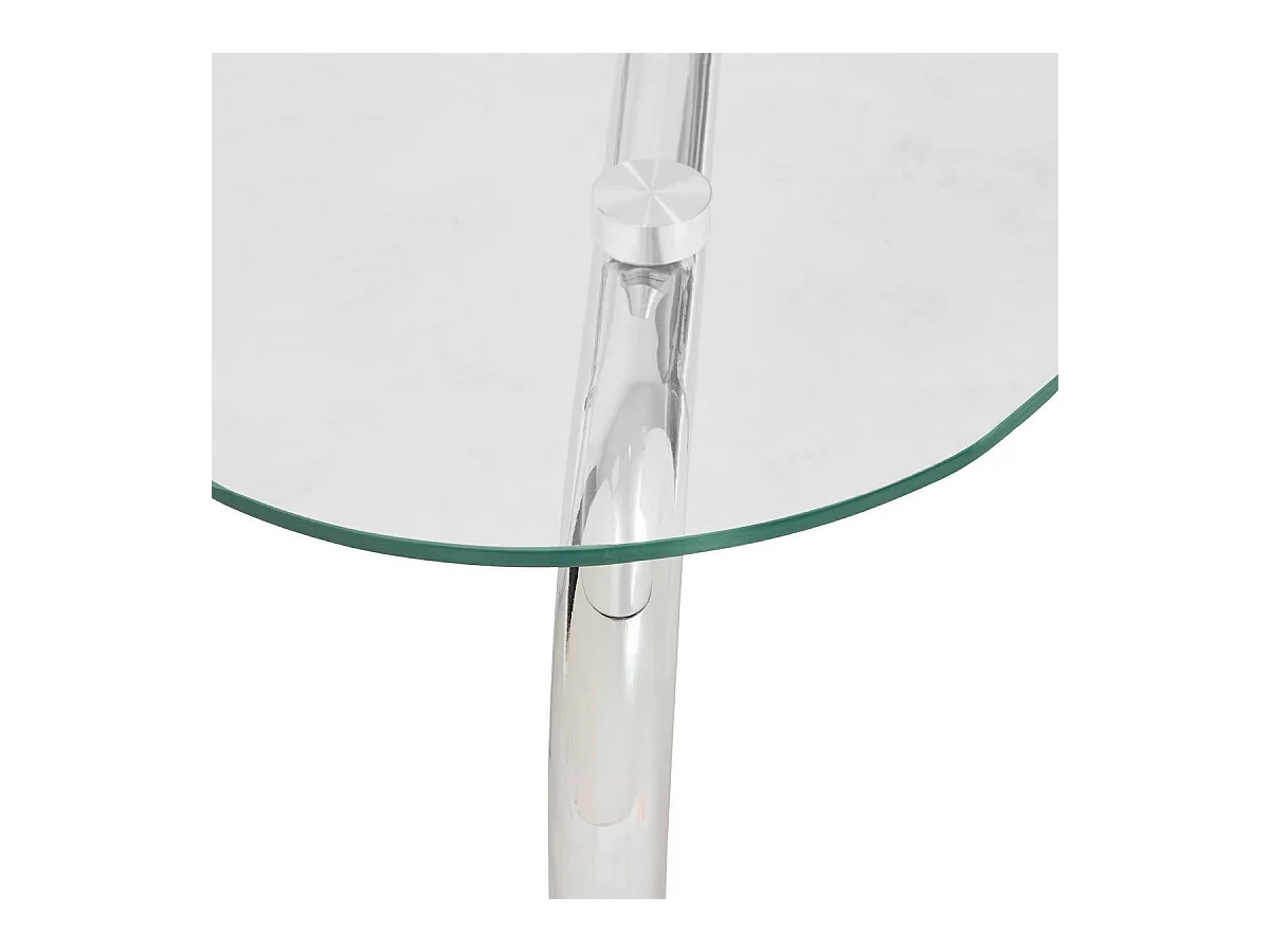 Table basse en verre transparent et pieds en métal chromé - Longueur 110 x largeur 60 x Hauteur 44,5 cm