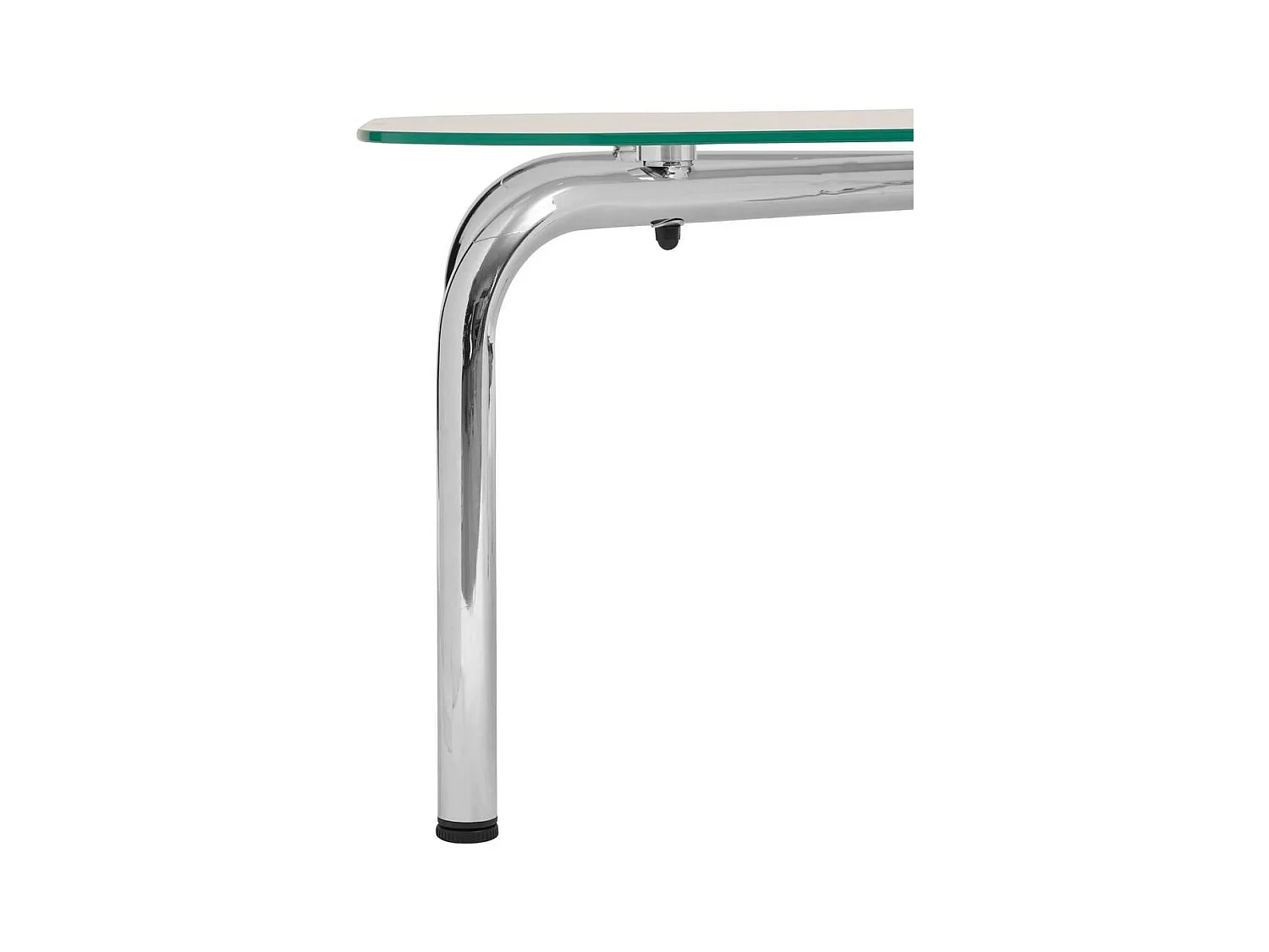 Table basse en verre transparent et pieds en métal chromé - Longueur 110 x largeur 60 x Hauteur 44,5 cm