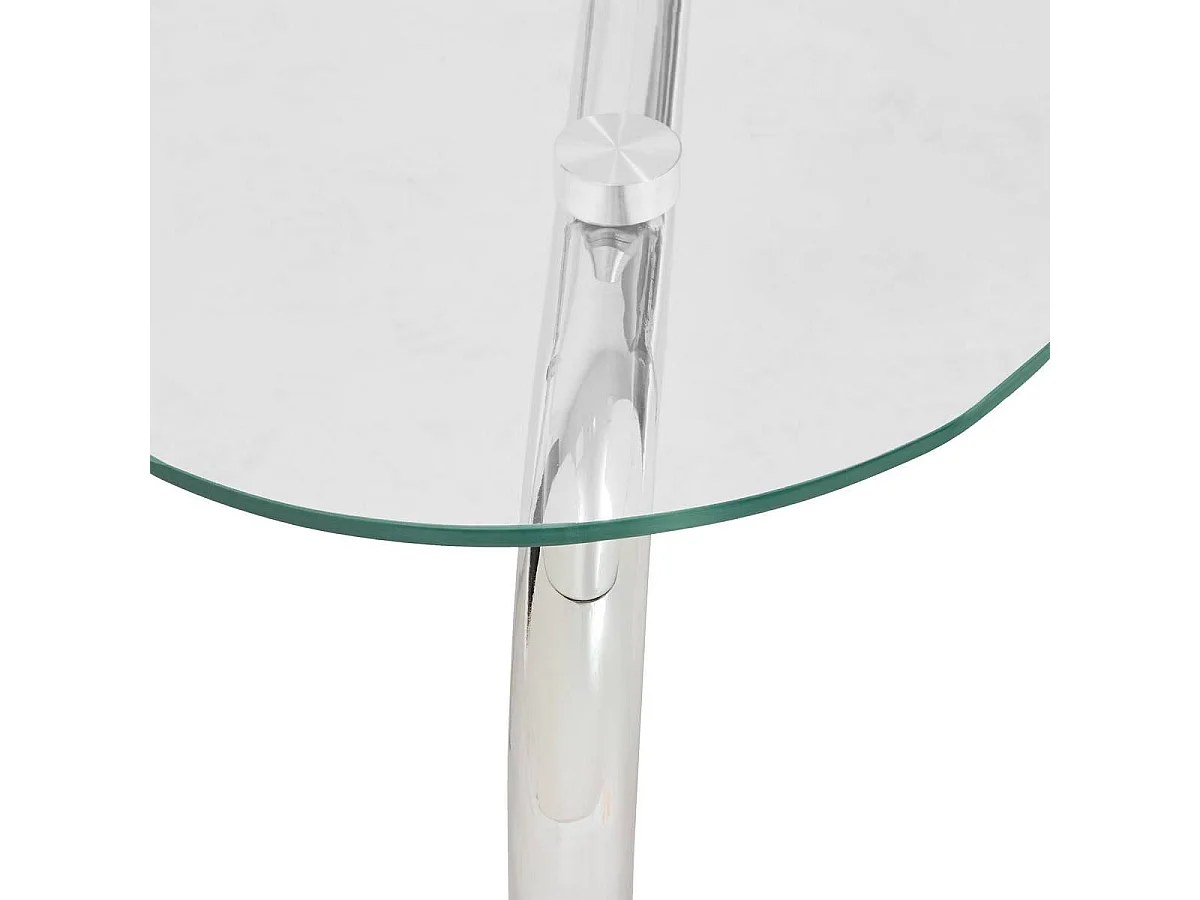 Table basse en verre transparent et pieds en métal chromé - Longueur 110 x largeur 60 x Hauteur 44,5 cm