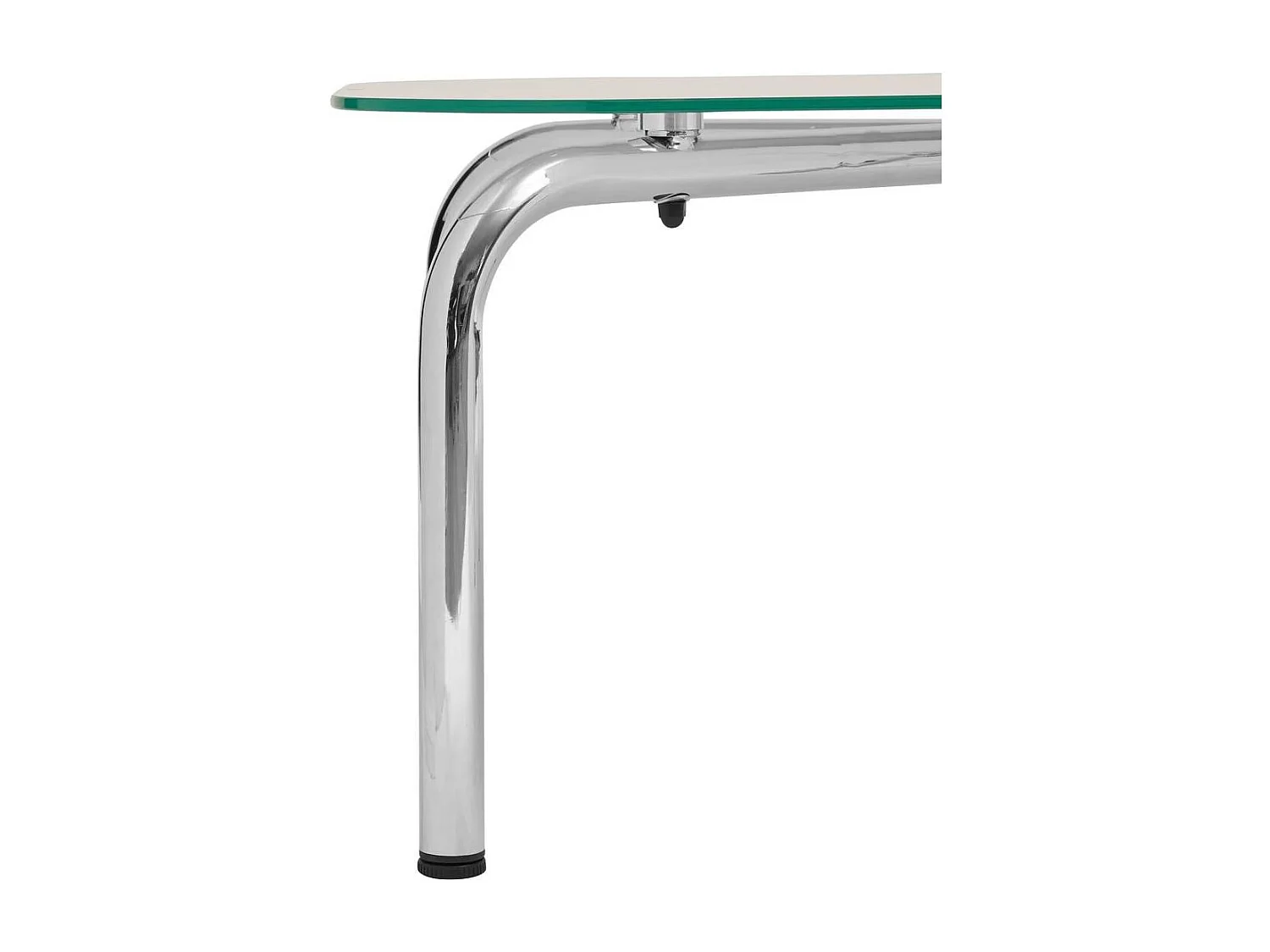 Table basse en verre transparent et pieds en métal chromé - Longueur 110 x largeur 60 x Hauteur 44,5 cm