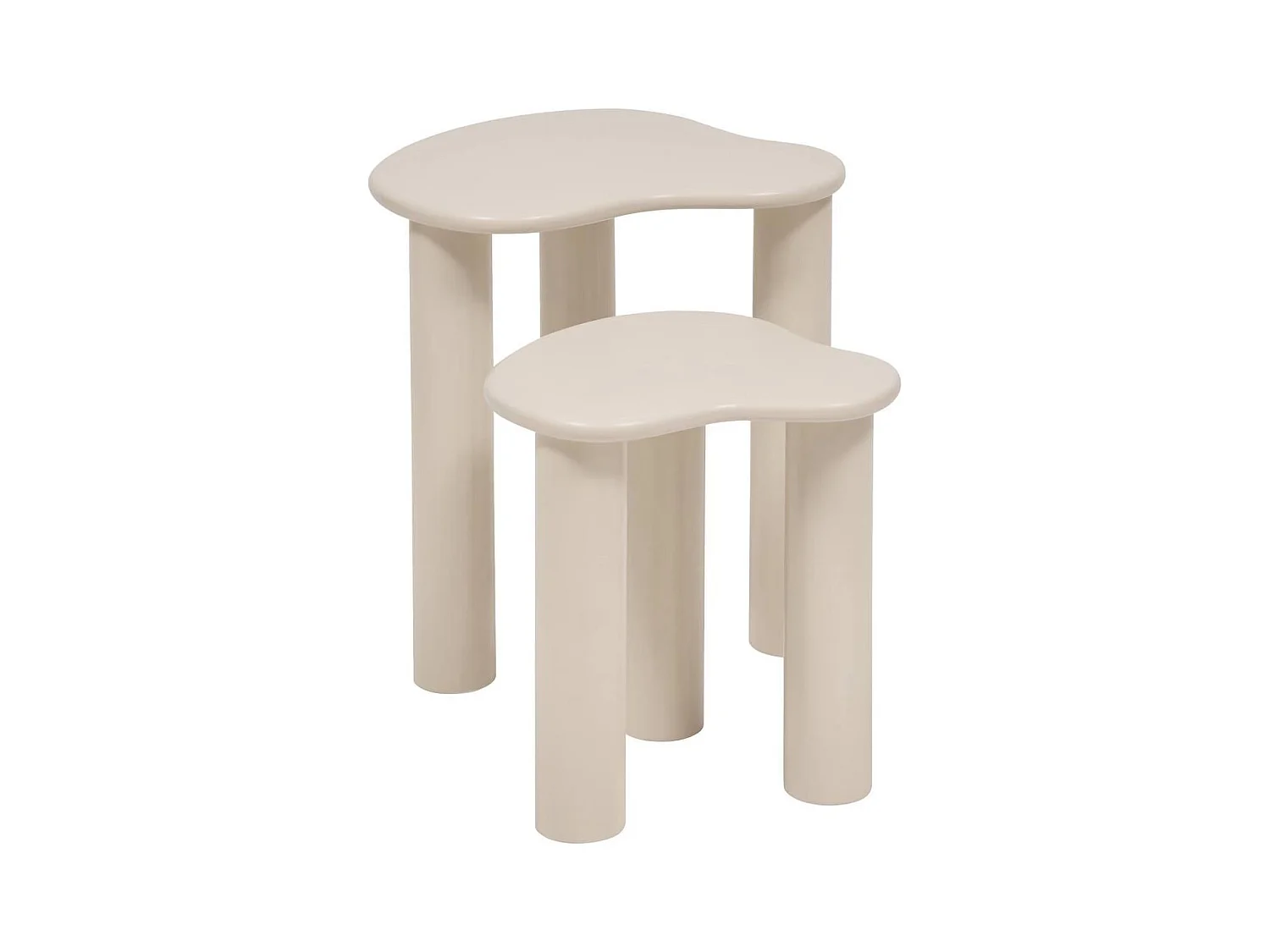 Lot de 2 tables gigognes,tables à café coloris ivoire