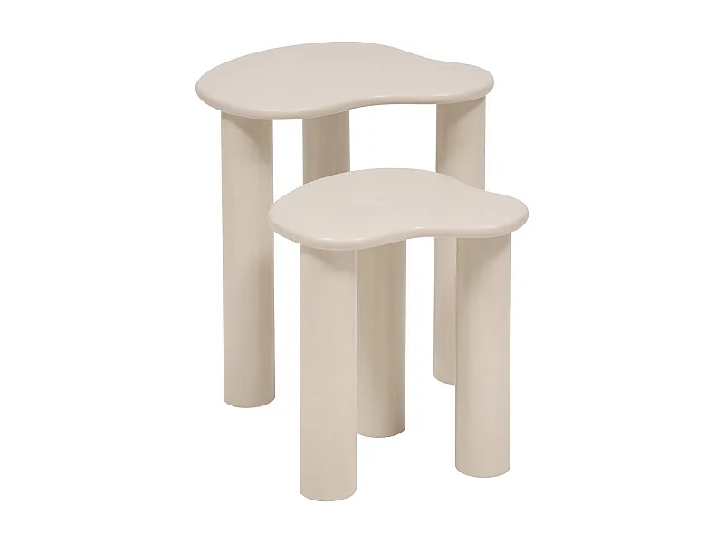 Lot de 2 tables gigognes,tables à café coloris ivoire