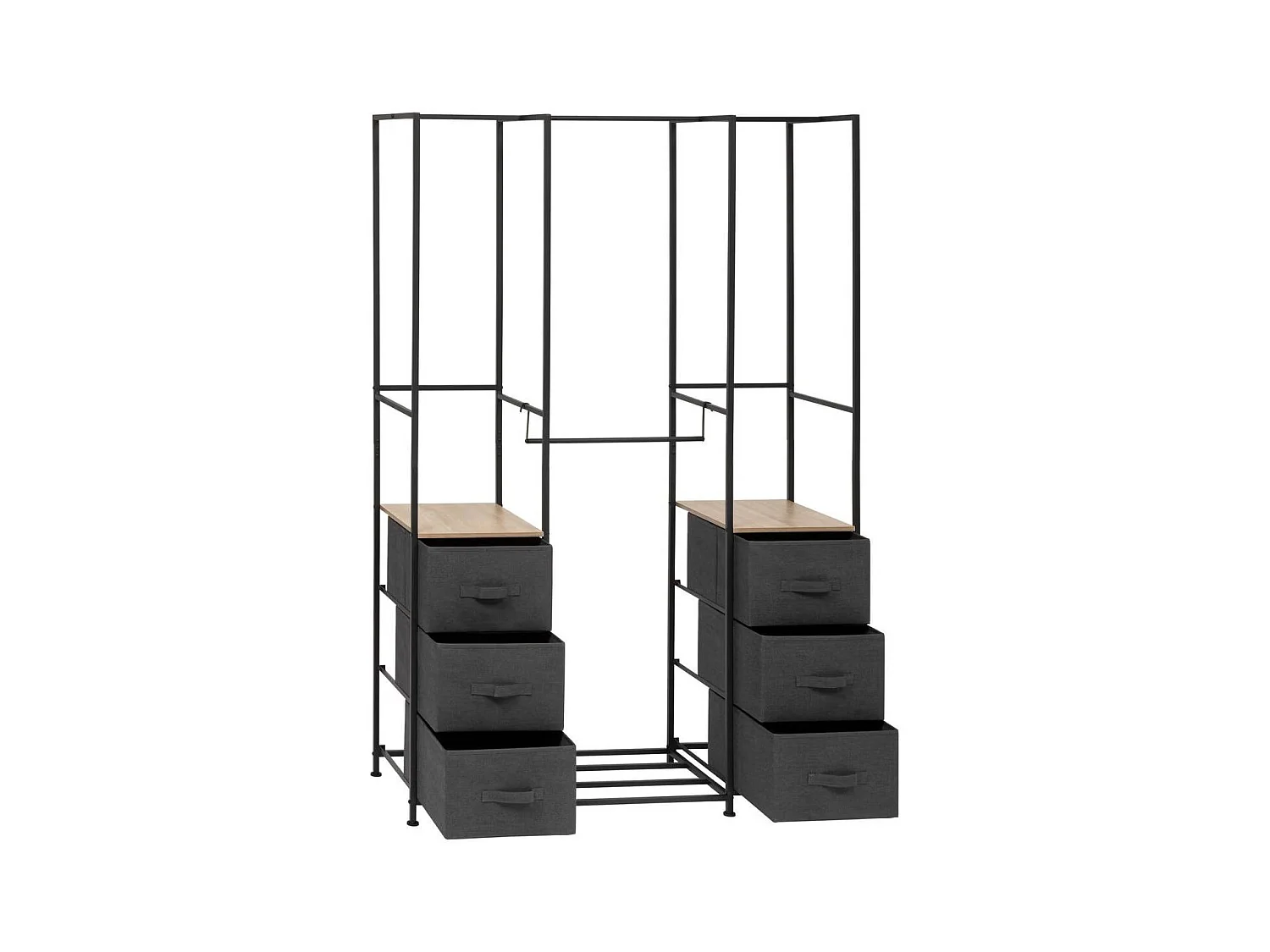 Penderie avec 2 étagères et 6 tiroirs Gris - Longueur 116 x Profondeur 40 x Hauteur 176 cm