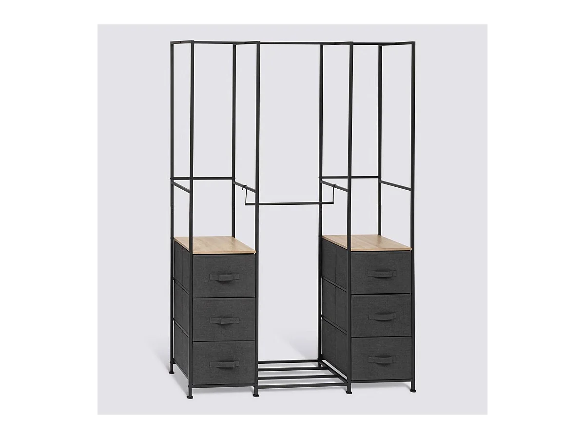 Penderie avec 2 étagères et 6 tiroirs Gris - Longueur 116 x Profondeur 40 x Hauteur 176 cm