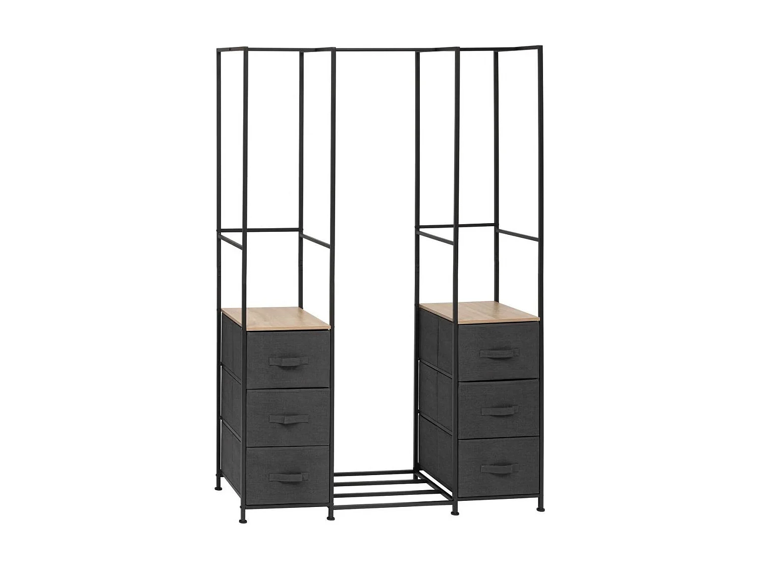 Penderie avec 2 étagères et 6 tiroirs Gris - Longueur 116 x Profondeur 40 x Hauteur 176 cm