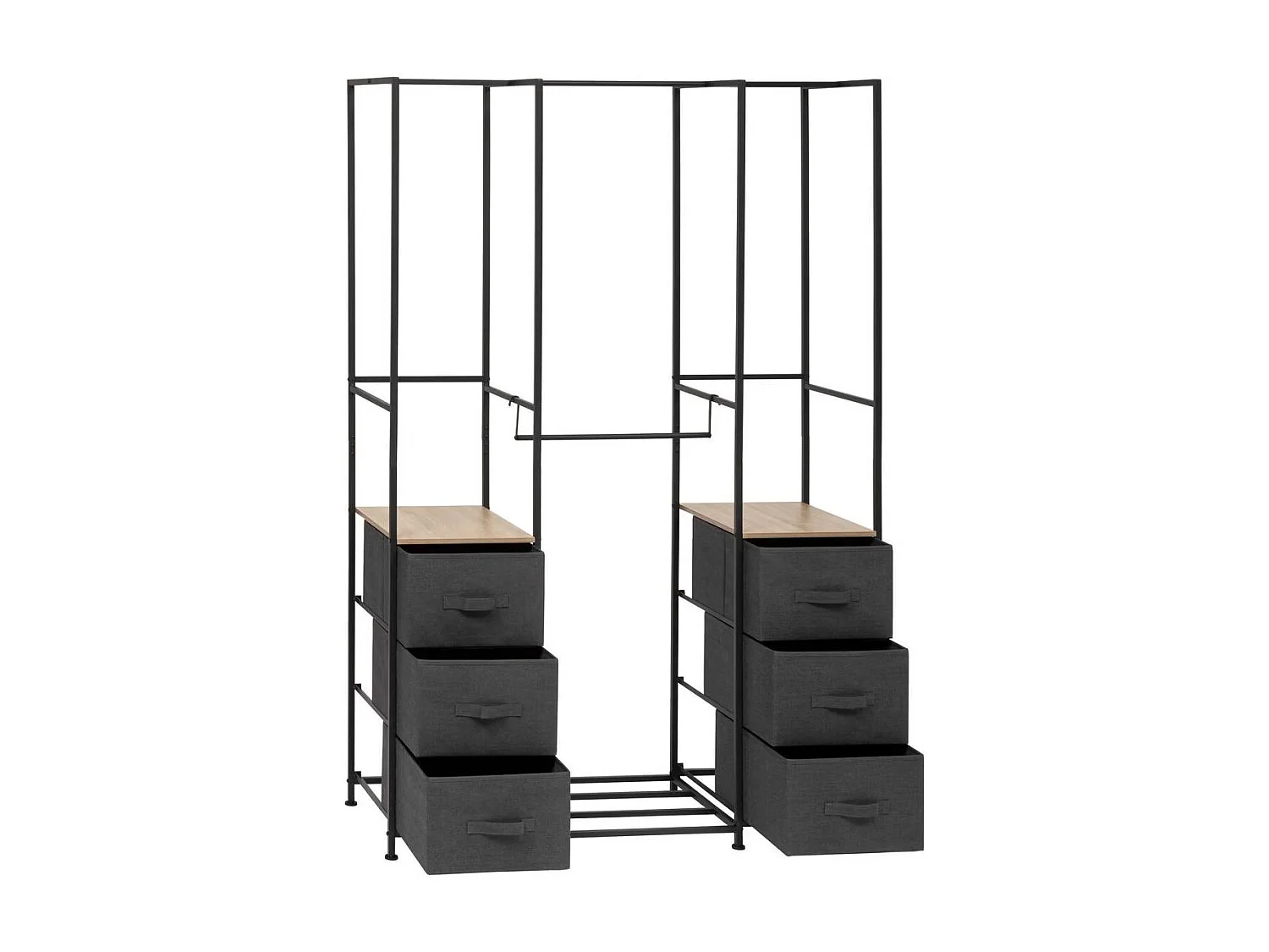 Penderie avec 2 étagères et 6 tiroirs Gris - Longueur 116 x Profondeur 40 x Hauteur 176 cm