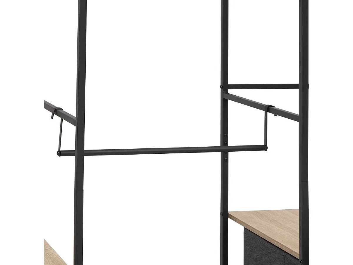 Penderie avec 2 étagères et 6 tiroirs Gris - Longueur 116 x Profondeur 40 x Hauteur 176 cm