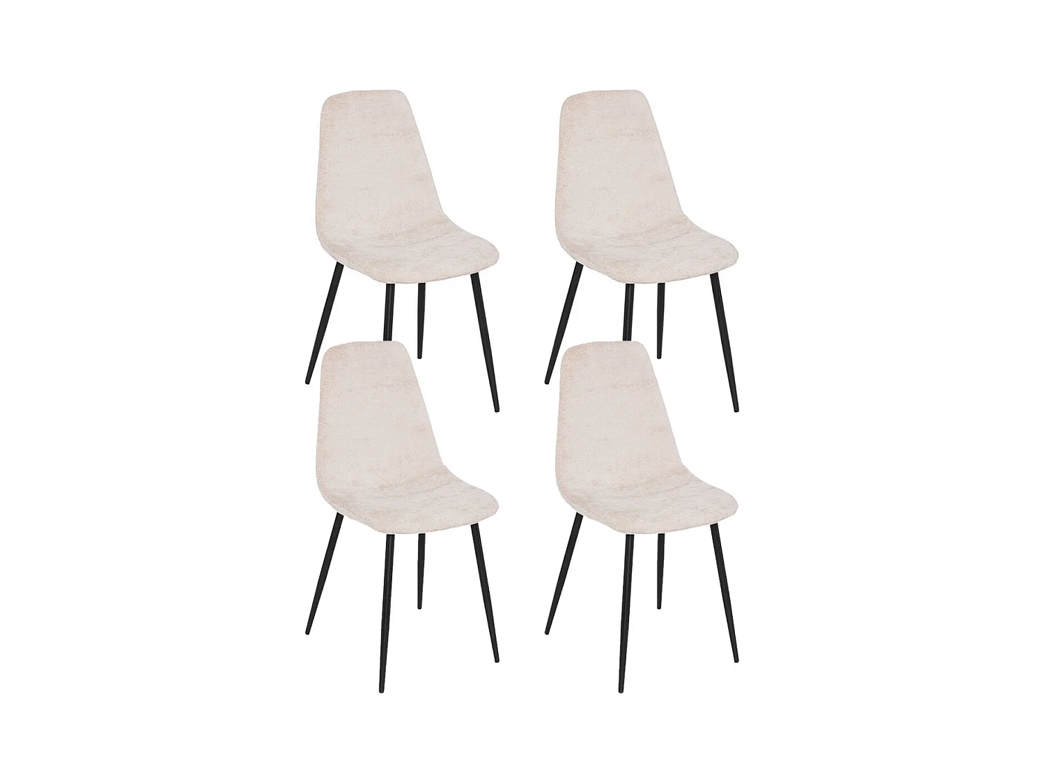 Lot de 4 chaises de salle à manger coloris beige et pieds en métal noir - Longueur 51 x Profondeur 45 x Hauteur 87 cm
