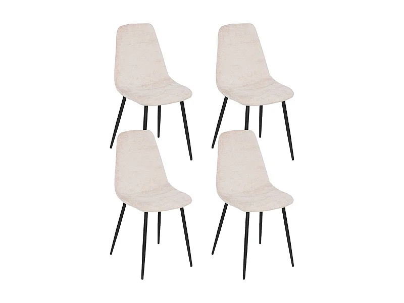 Lot de 4 chaises de salle à manger coloris beige et pieds en métal noir - Longueur 51 x Profondeur 45 x Hauteur 87 cm