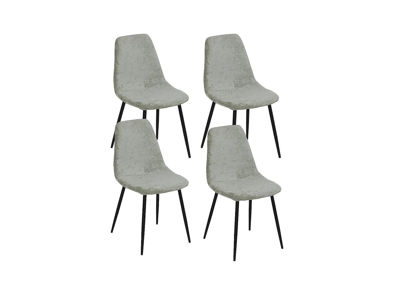 Lot de 4 chaises de salle à manger coloris Kaki et pieds en métal noir - Longueur 51 x Profondeur 45 x Hauteur 87 cm