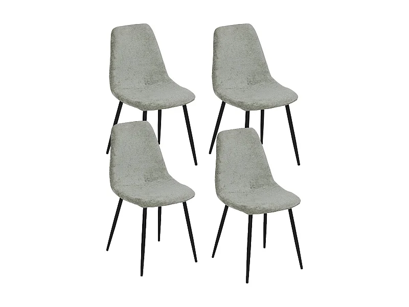 Lot de 4 chaises de salle à manger coloris Kaki et pieds en métal noir - Longueur 51 x Profondeur 45 x Hauteur 87 cm
