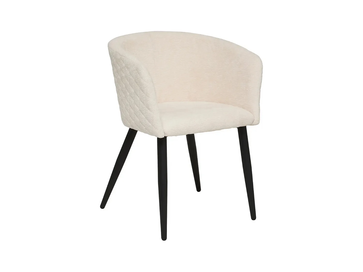 Lot de 2 chaises fauteuil rembourrés en tissu coloris ivoire - Longueur 55 x Profondeur 55 x Hauteur 76 cm