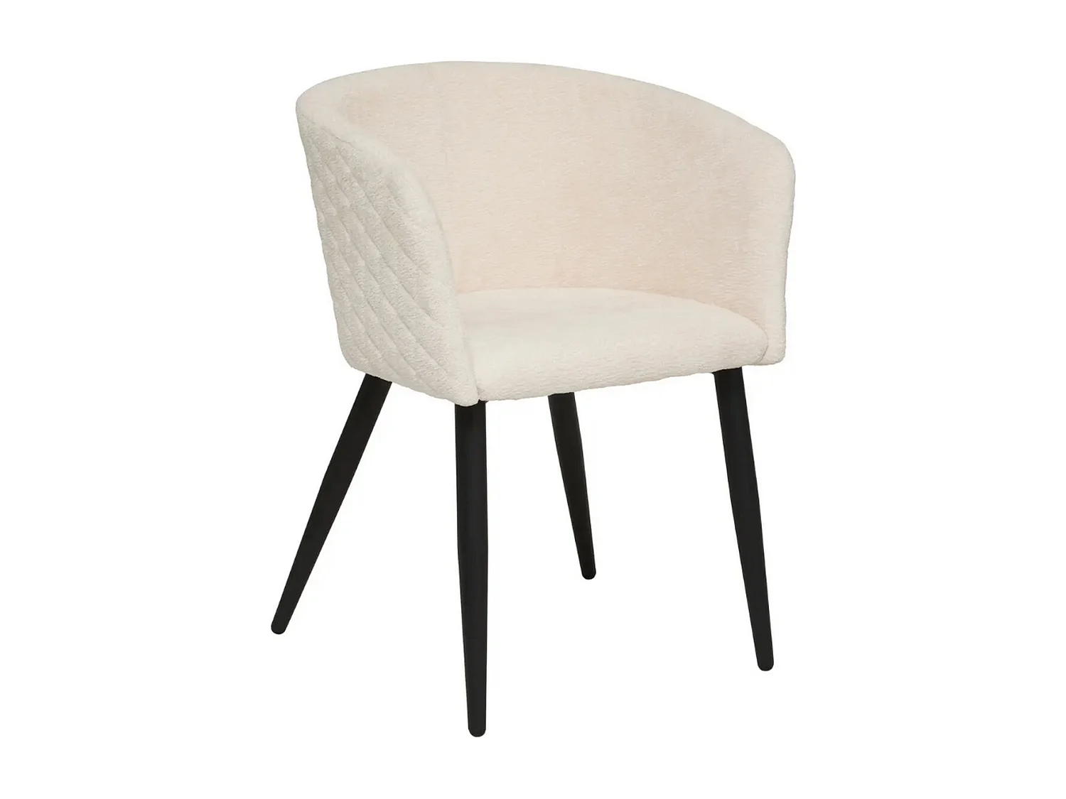 Lot de 2 chaises fauteuil rembourrés en tissu coloris ivoire - Longueur 55 x Profondeur 55 x Hauteur 76 cm