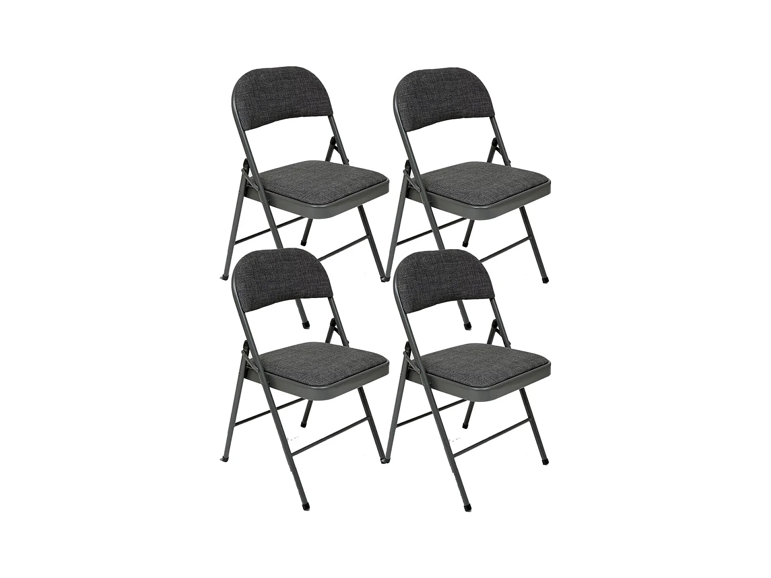 Lot de 4 Chaises pliante avec structure en métal, assise et dossier coloris gris - Longueur 46,5 x Profondeur 46,5 x Hauteur 79,5 cm