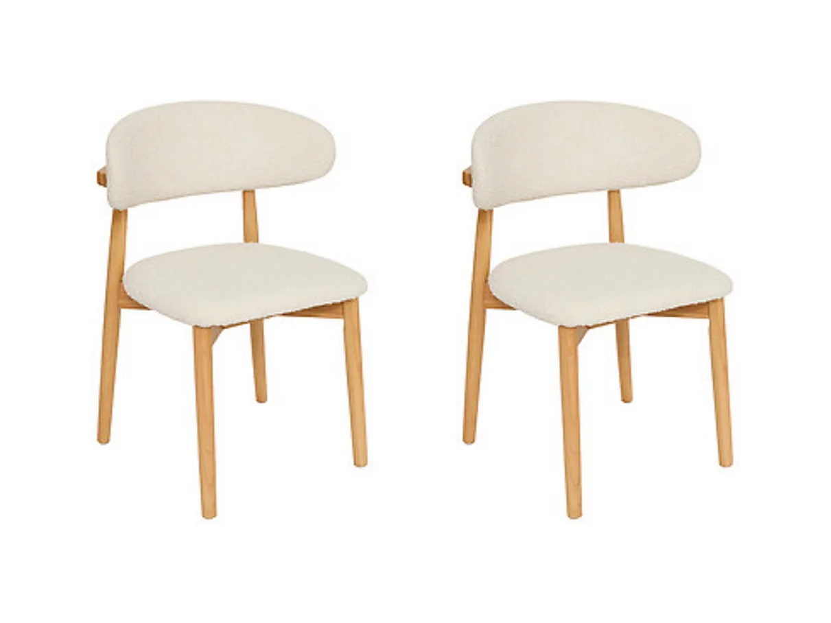 Lot de 2 chaises coloris blanc et structure en bois massif - Longueur 51 x Profondeur 56 x Hauteur 78 cm