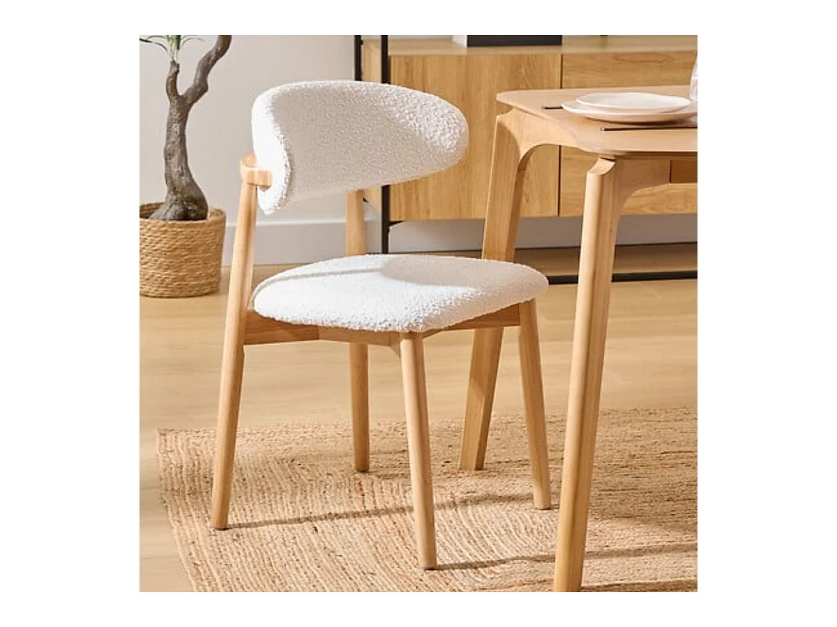 Lot de 2 chaises coloris blanc et structure en bois massif - Longueur 51 x Profondeur 56 x Hauteur 78 cm