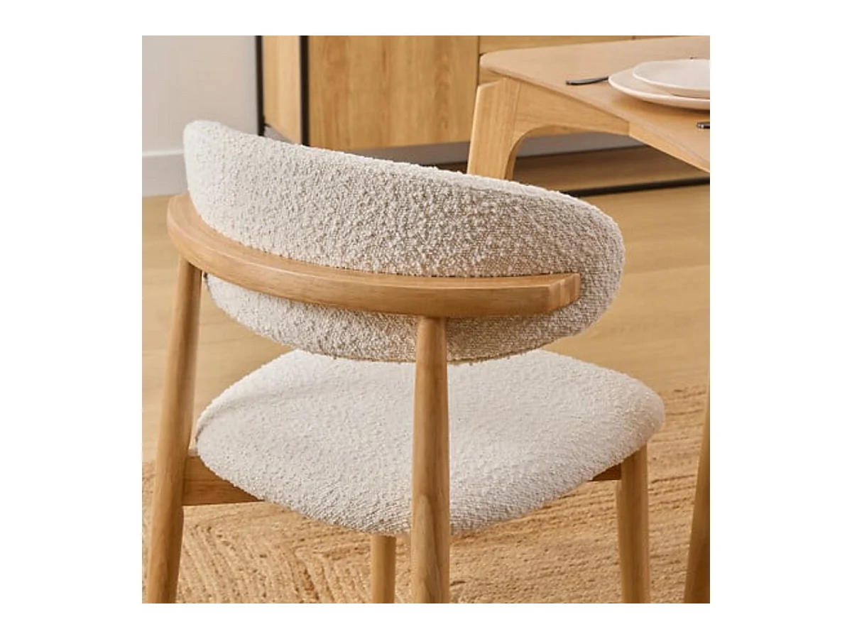 Lot de 2 chaises coloris blanc et structure en bois massif - Longueur 51 x Profondeur 56 x Hauteur 78 cm