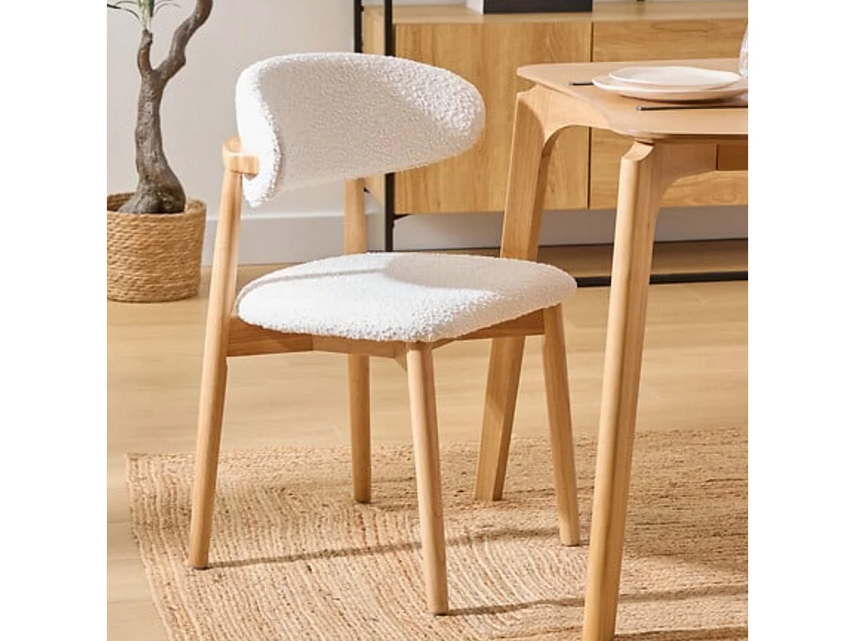 Lot de 2 chaises coloris blanc et structure en bois massif - Longueur 51 x Profondeur 56 x Hauteur 78 cm