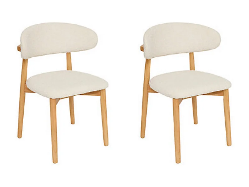 Lot de 2 chaises coloris blanc et structure en bois massif - Longueur 51 x Profondeur 56 x Hauteur 78 cm