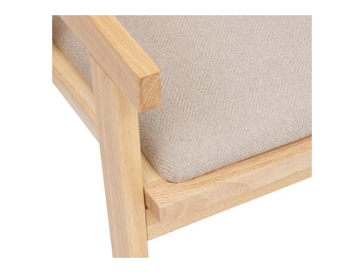 Chaise fauteuil en bois naturel avec assise rembourrée et dossier en cannage - Longueur 50 x Profondeur 50,5 x Hauteur 82 cm