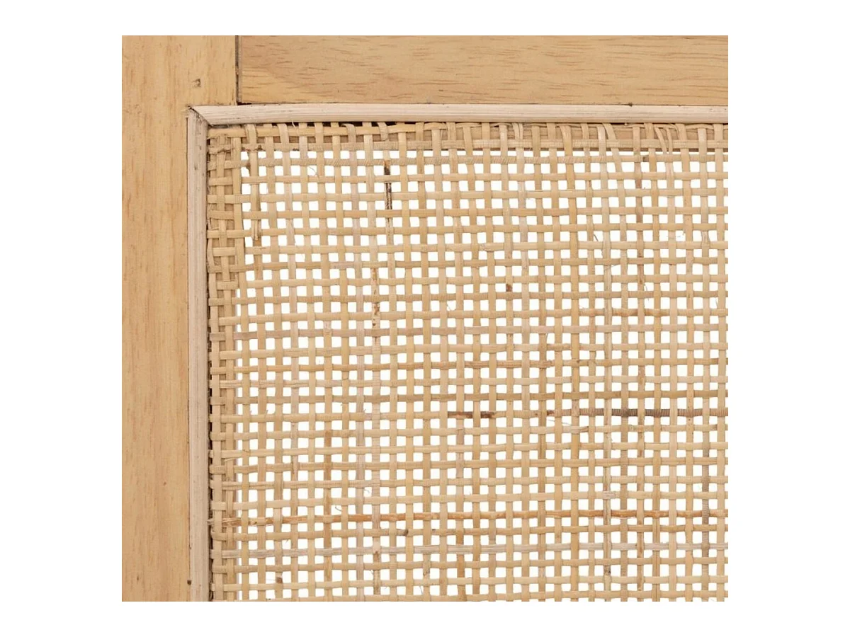 Chaise fauteuil en bois naturel avec assise rembourrée et dossier en cannage - Longueur 50 x Profondeur 50,5 x Hauteur 82 cm