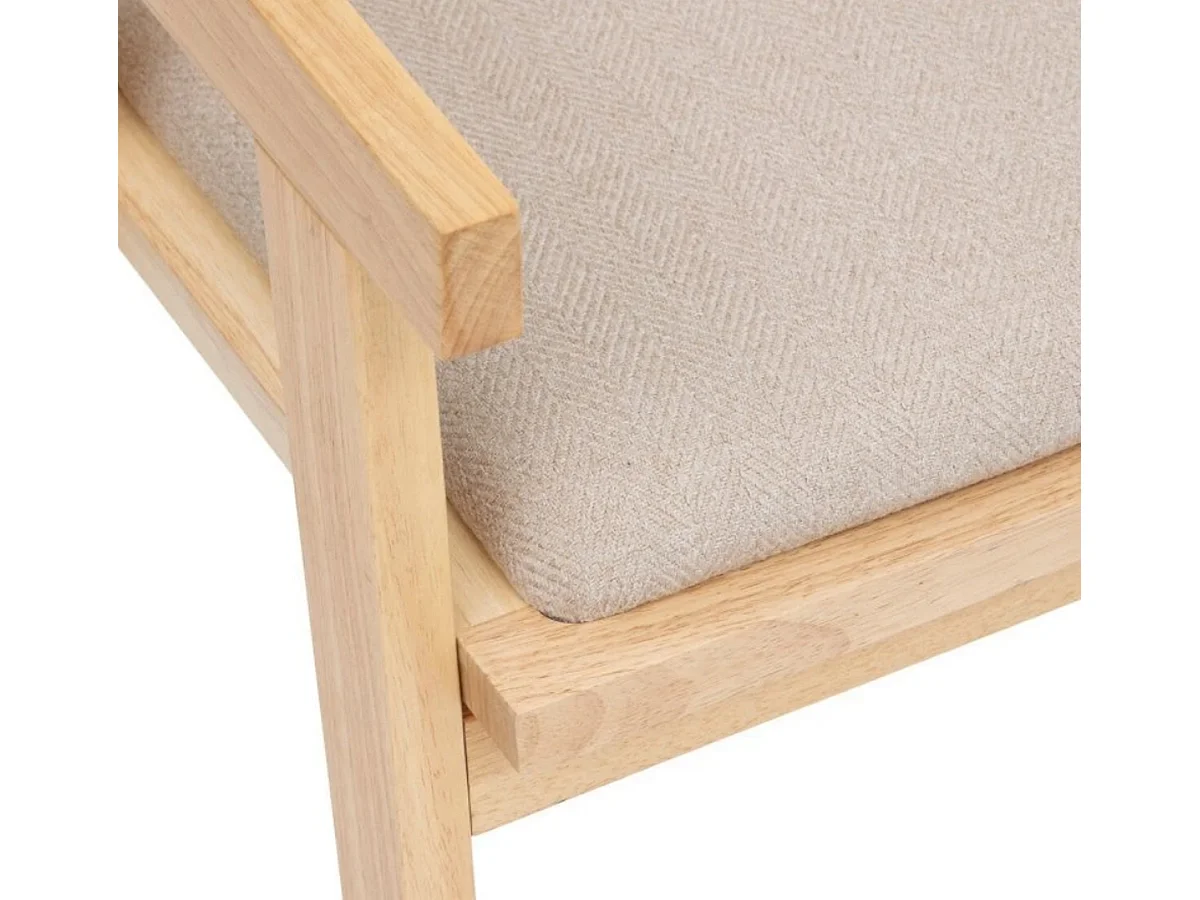 Chaise fauteuil en bois naturel avec assise rembourrée et dossier en cannage - Longueur 50 x Profondeur 50,5 x Hauteur 82 cm