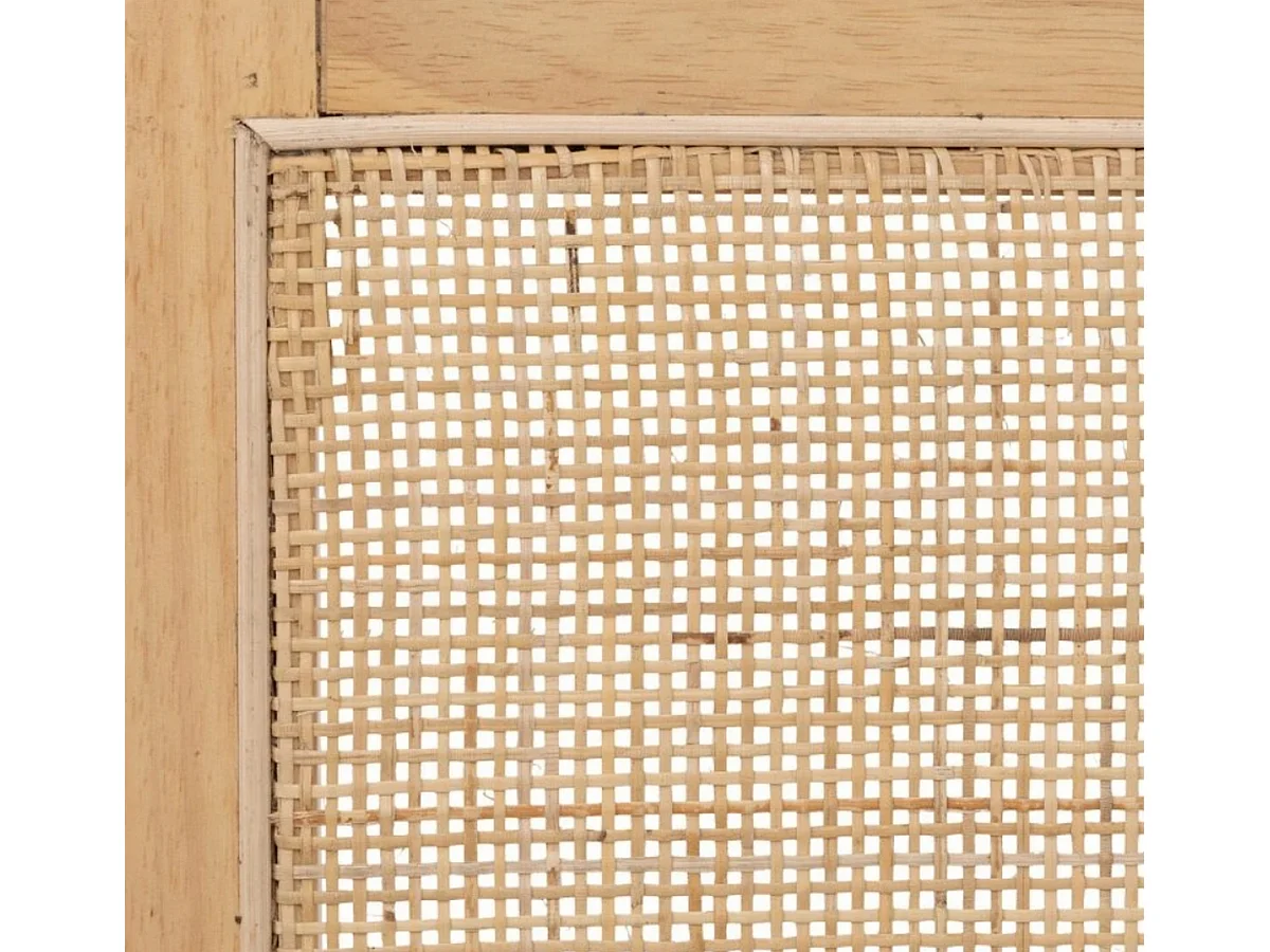 Chaise fauteuil en bois naturel avec assise rembourrée et dossier en cannage - Longueur 50 x Profondeur 50,5 x Hauteur 82 cm