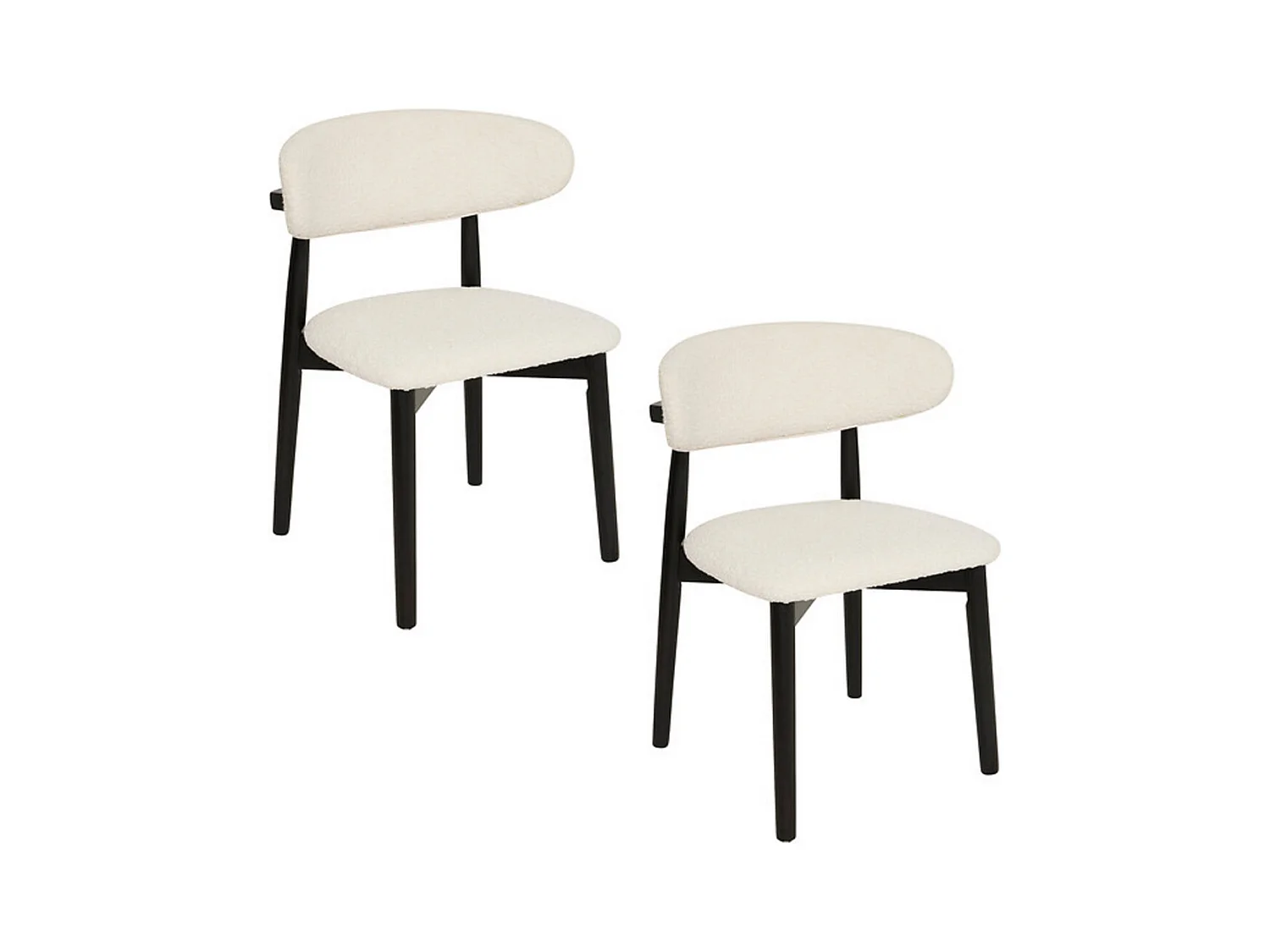 Lot de 2 chaises coloris blanc et structure bois noir - Longueur 51 x Profondeur 56 x Hauteur 78 cm