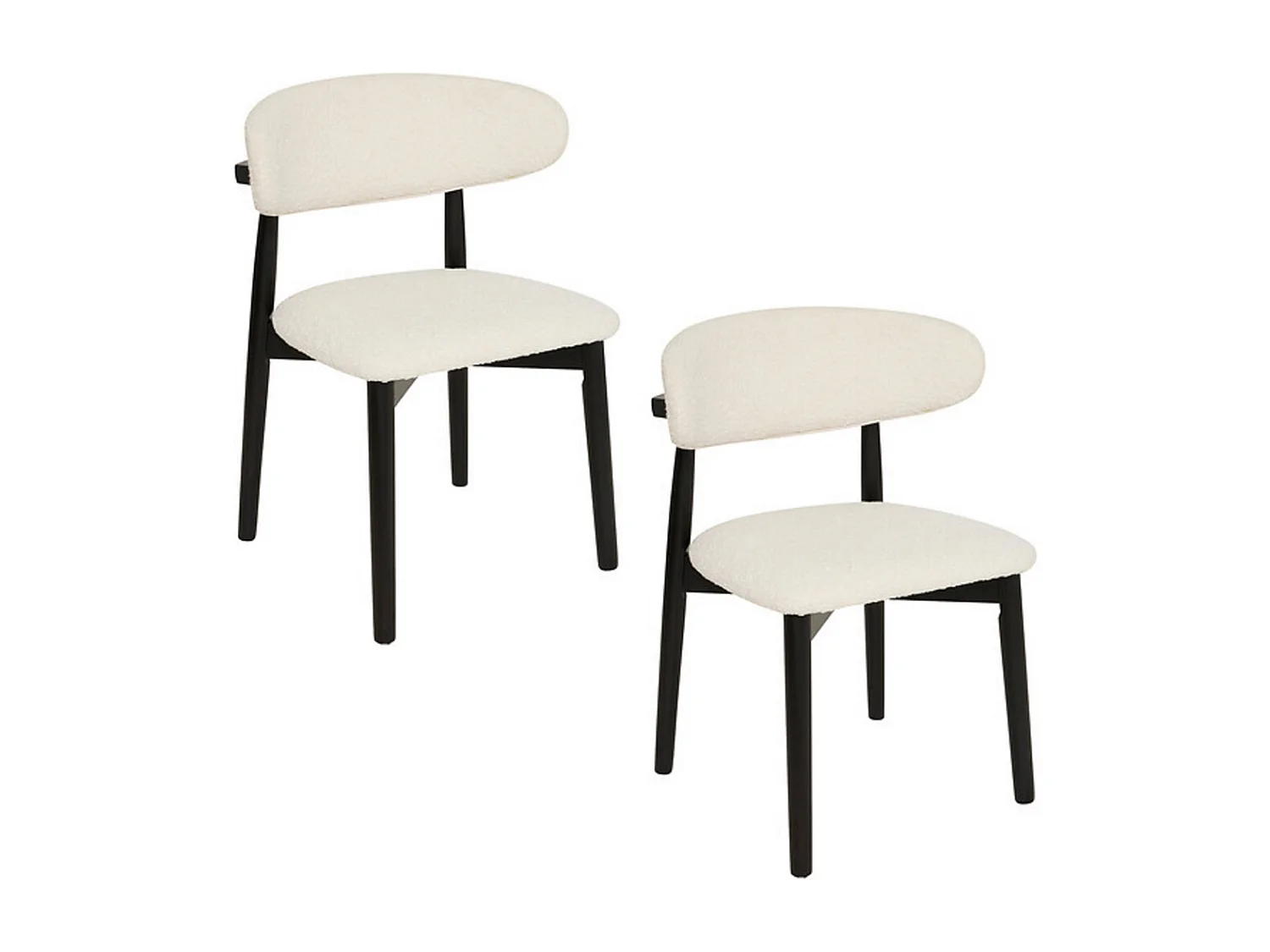 Lot de 2 chaises coloris blanc et structure bois noir - Longueur 51 x Profondeur 56 x Hauteur 78 cm