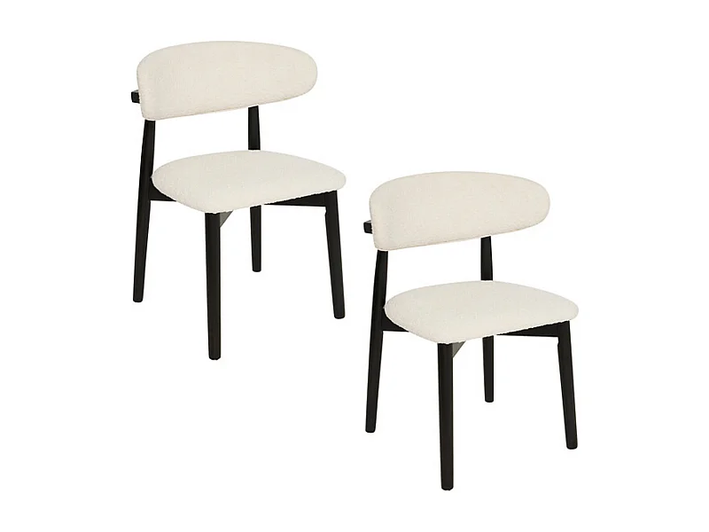 Lot de 2 chaises coloris blanc et structure bois noir - Longueur 51 x Profondeur 56 x Hauteur 78 cm