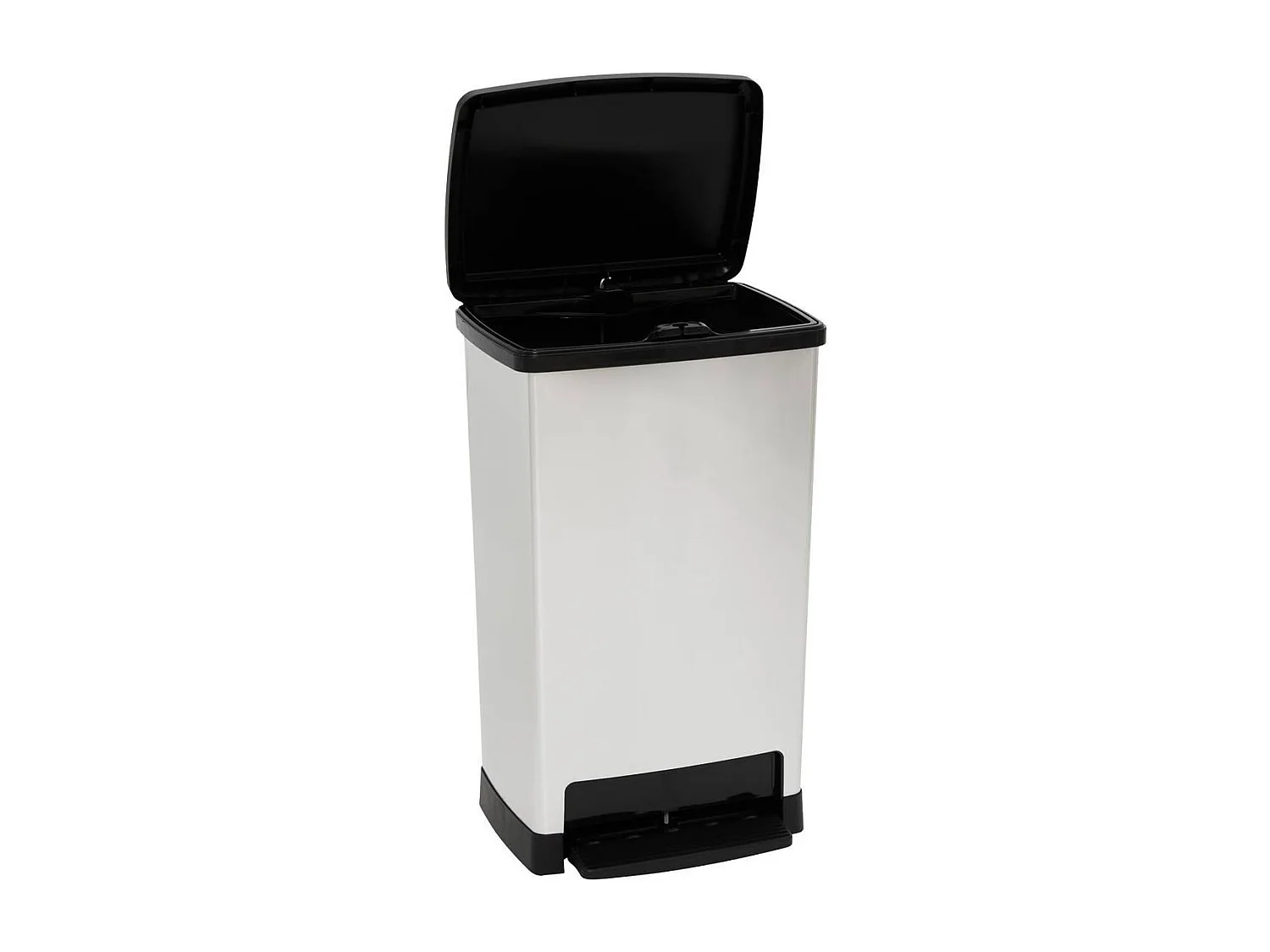 Poubelle avec ouverture à pédale capacité 50L coloris argent - Longueur 39 x largeur 28,8 x Hauteur 65,4 cm