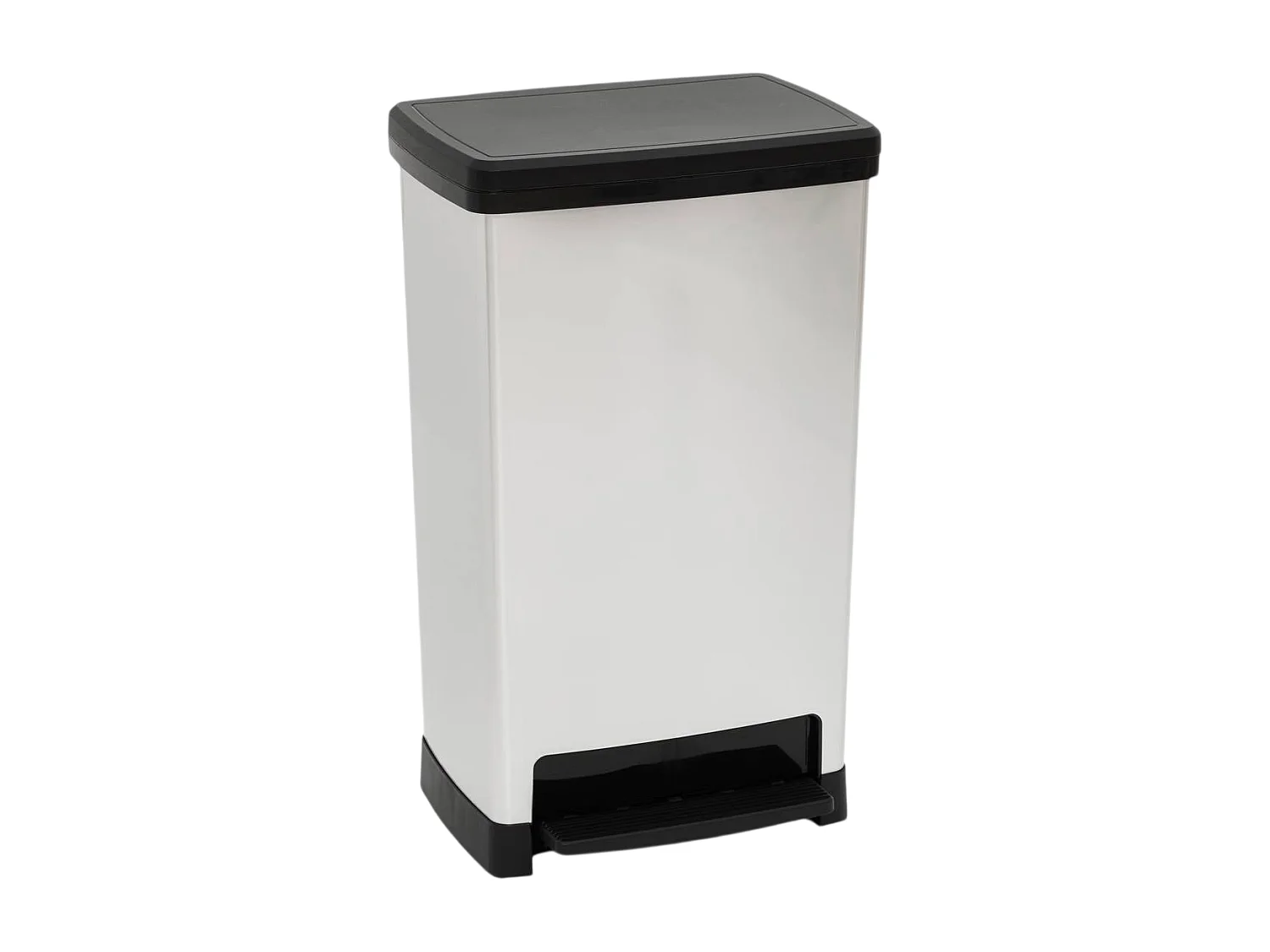 Poubelle avec ouverture à pédale capacité 50L coloris argent - Longueur 39 x largeur 28,8 x Hauteur 65,4 cm
