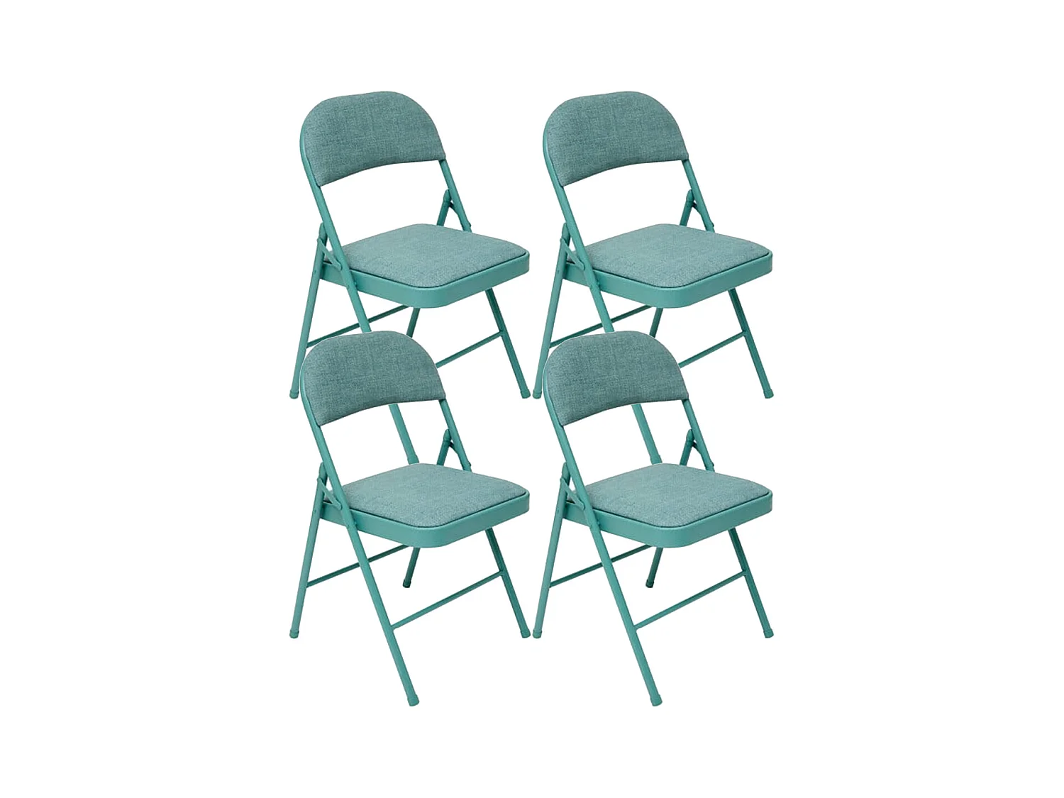 Lot de 4 Chaises pliante avec structure en métal, assise et dossier coloris vert - Longueur 46,5 x Profondeur 46,5 x Hauteur 79,5 cm