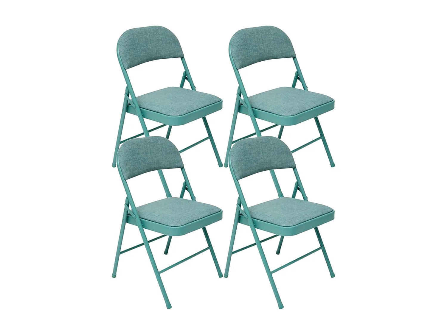 Lot de 4 Chaises pliante avec structure en métal, assise et dossier coloris vert - Longueur 46,5 x Profondeur 46,5 x Hauteur 79,5 cm