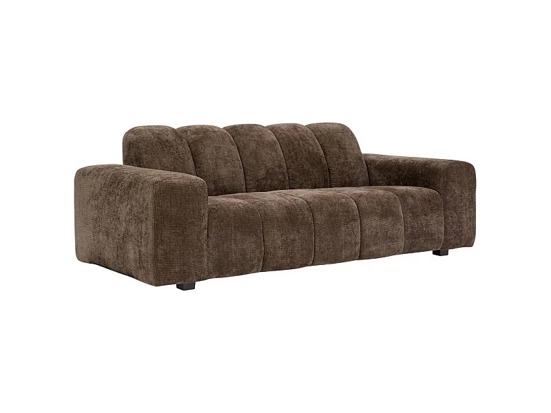 Canapé 3 places Sofa Fauteuil coloris marron - Longueur 212 x Profondeur 97 x Hauteur 76 cm