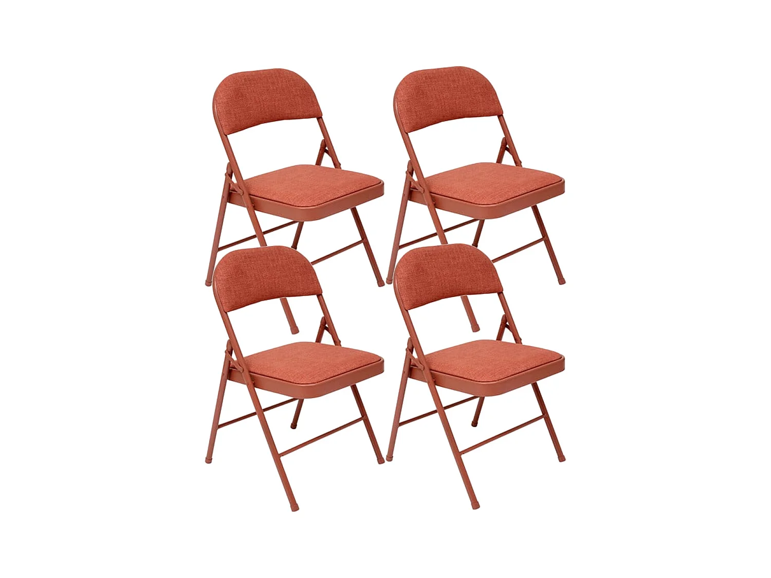 Lot de 4 Chaises pliante avec structure en métal, assise et dossier coloris Rose Foncé - Longueur 46,5 x Profondeur 46,5 x Hauteur 79,5 cm