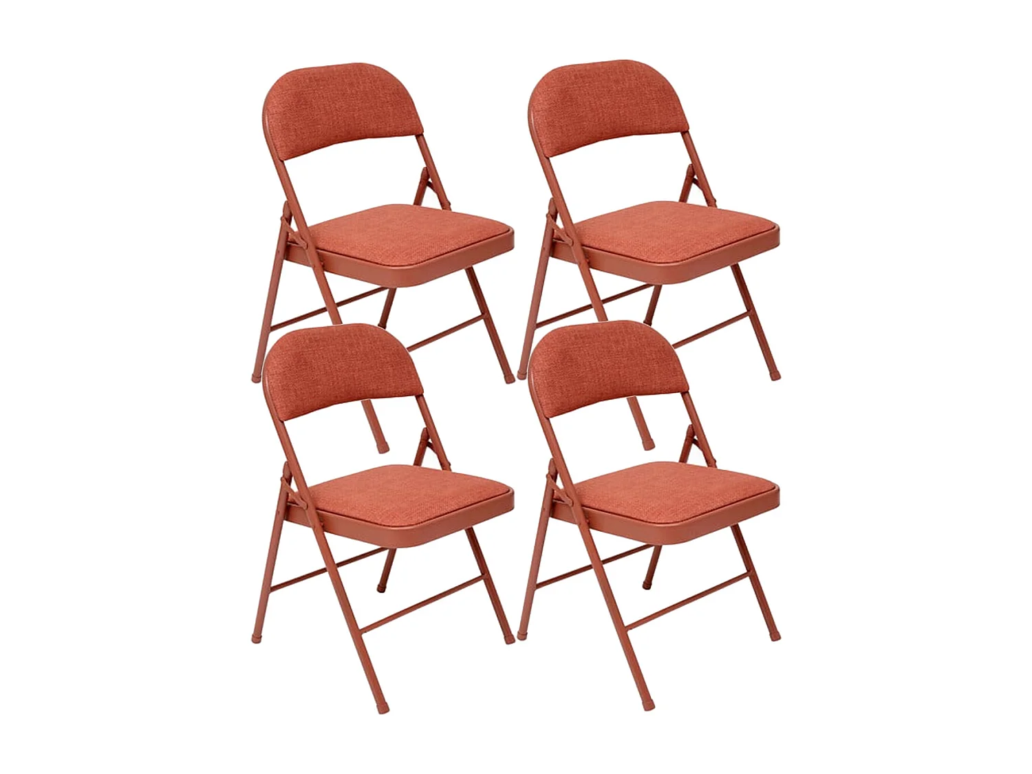 Lot de 4 Chaises pliante avec structure en métal, assise et dossier coloris Rose Foncé - Longueur 46,5 x Profondeur 46,5 x Hauteur 79,5 cm